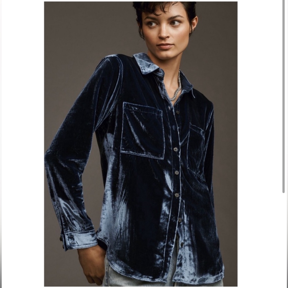 Anthropologie Hadley Relaxed Buttondown Shirt navy xs - Picture 1 of 2
